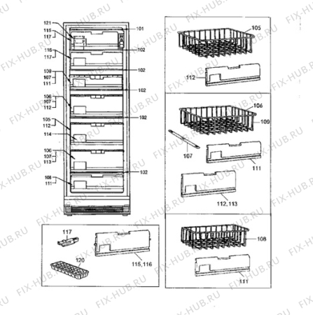 Взрыв-схема холодильника Electrolux EU3202C - Схема узла Furniture